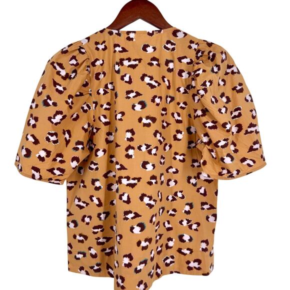 SECOND FEMALE Womens Sz Small Wearable Art to Wear Leopard Puff Blouse Shirt Top - Picture 8 of 8